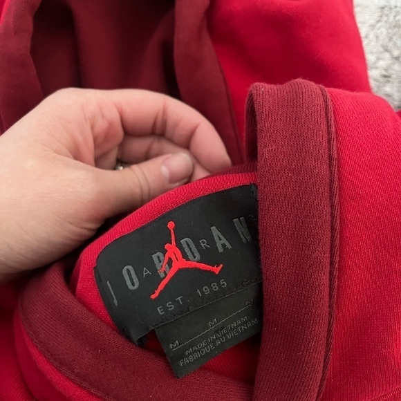 Jordan Mens L Red DV7724-687 Dri-FIT Air Logo Long Sleeve Fleece Pullover Hoodie - Picture 3 of 4